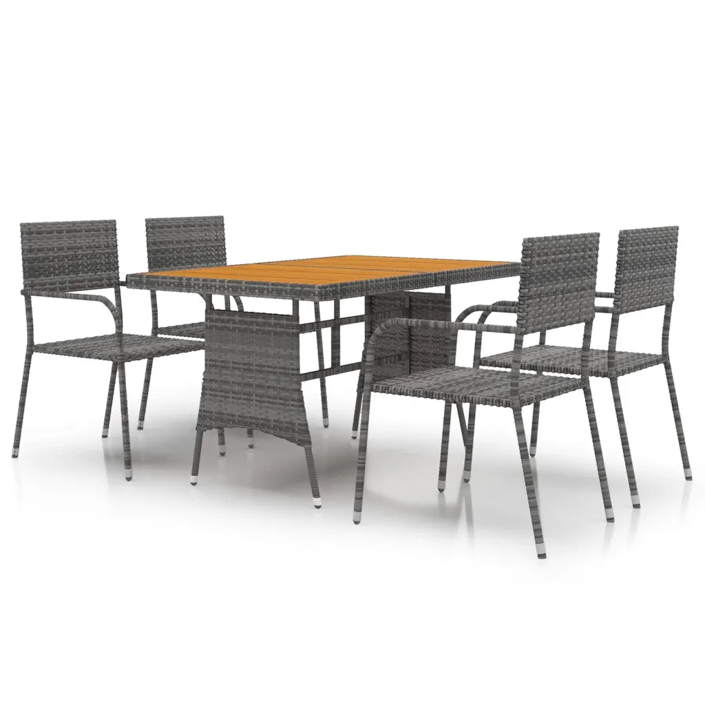 Set da Pranzo per Esterni 5 pz in Polyrattan Grigio 3120102