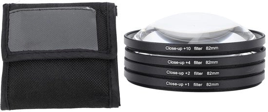 Kit di filtro macro per obiettivi - Filtro ottico in vetro - Effetto close-up - Filtro con doppia vite - Custodia protettiva - Adatto alla fotografia - Filtro per obiettivi