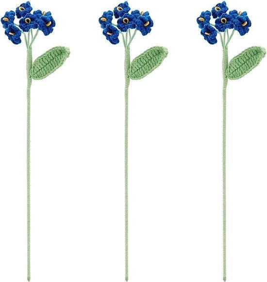 Fiori Artificiale a Maglia in Poliester - Bouquet di Fiori a Crochet Navy per Decorazioni di Casa e Matrimonio