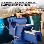 Morsa da banco Heavy Duty 125mm con incudine e ganascia di serraggio per sollecitazioni pesanti