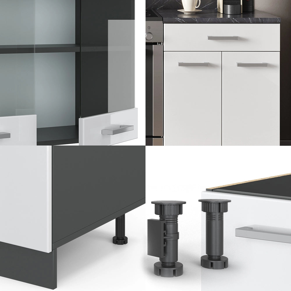 Vicco Cucina componibile Bianco lucido/antracite 200 cm , PL Rovere
