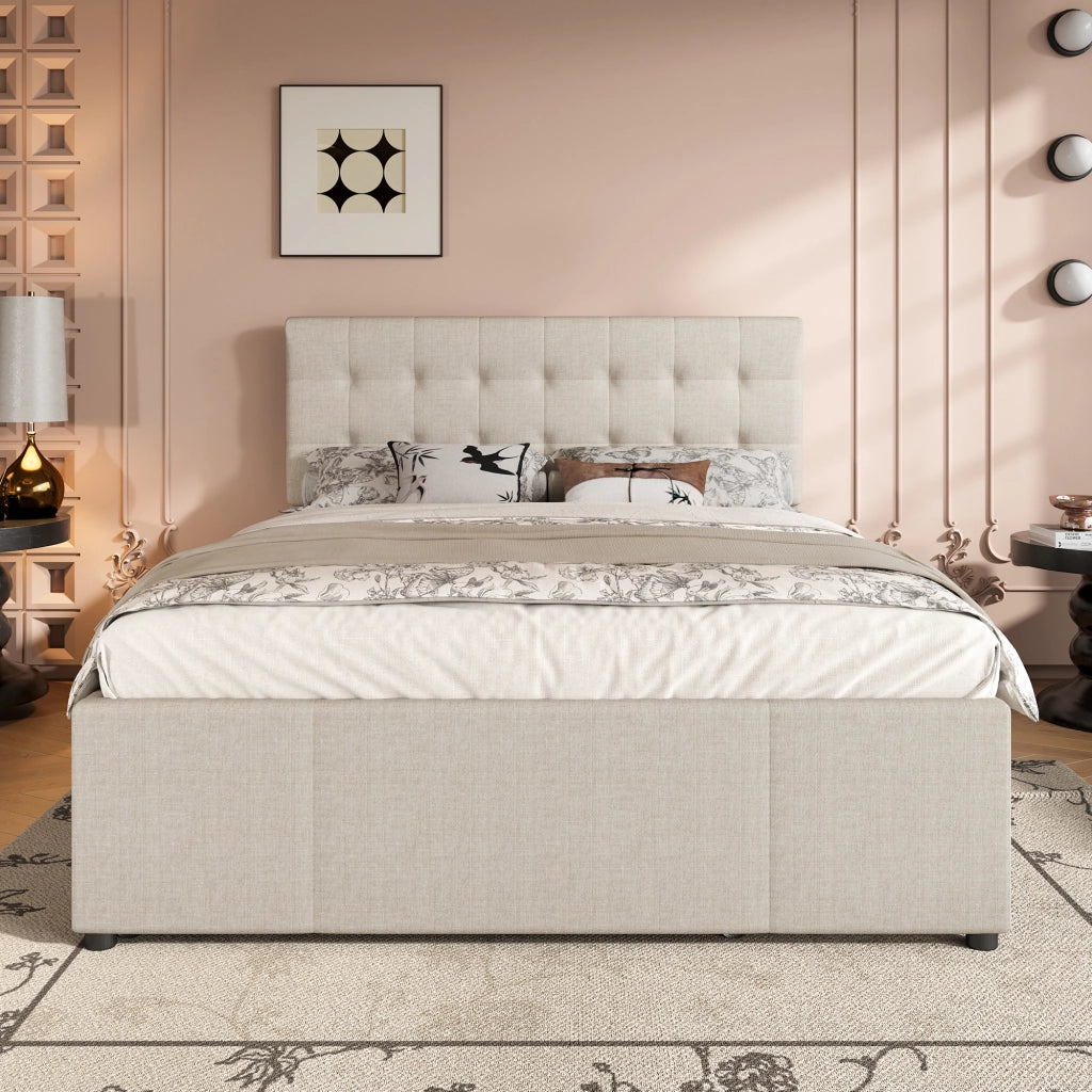 LETTO matrimoniale estraibile 140x200 cm in lino beige