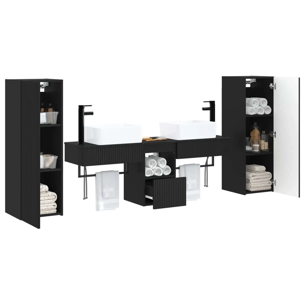 Set di mobili per il bagno 5 pz Nero 33 x 34,5 x 100 cm 3405974