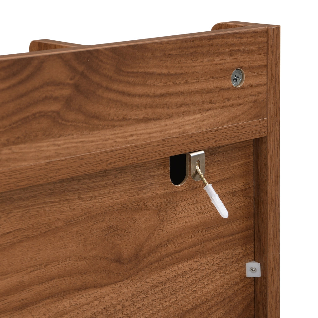 Scarpiera con 2 ante e vano aperto, ripiano fisso, per ingresso, in MDF e pino, noce, 80 × 35 × 105 cm