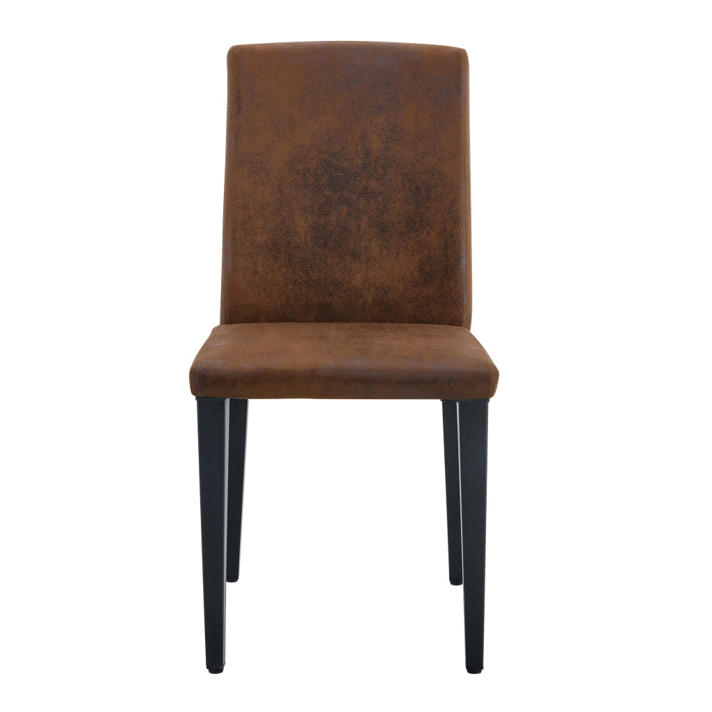 Sedia da pranzo Set di 2 schienale ergonomico e piedini antiscivolo in tessuto metallo Marrone Nero