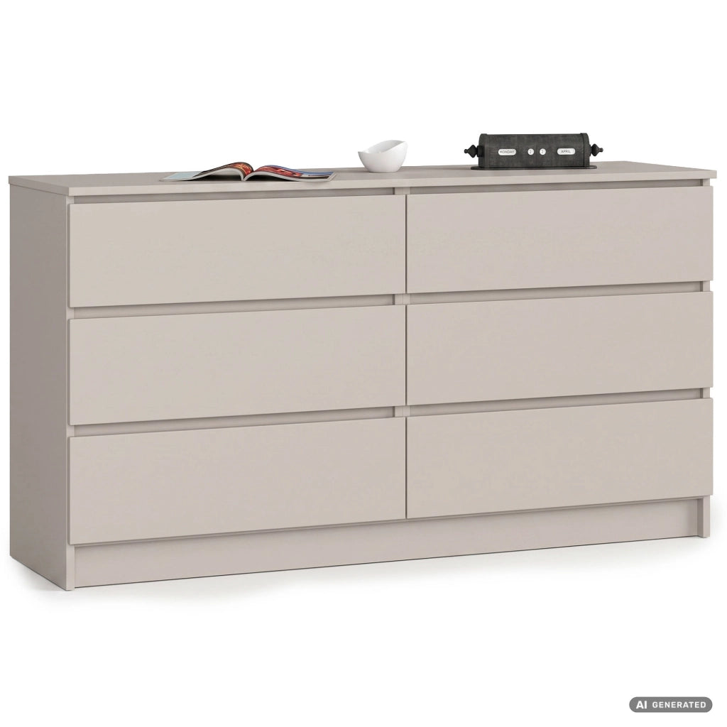 Comò K140 Cashmere 138 cm 6 cassetti 138x40x77 cm