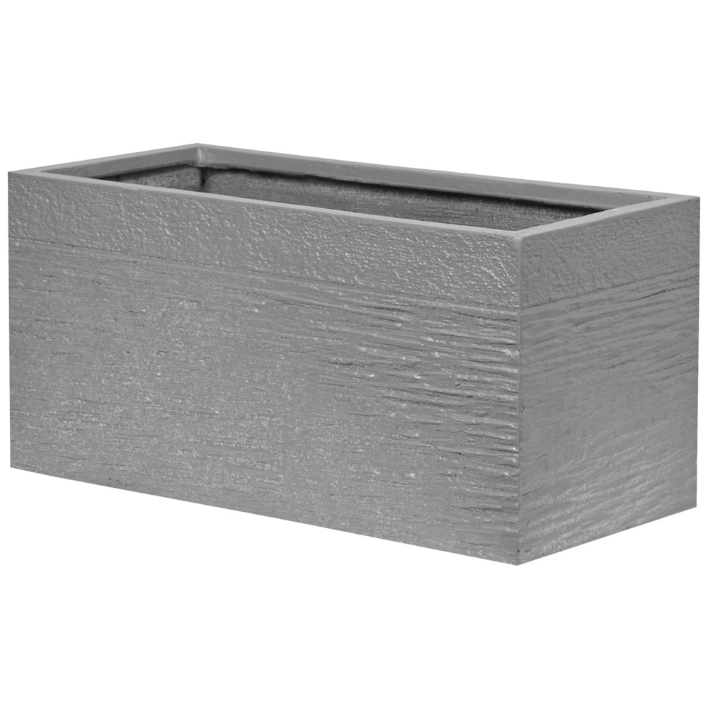 Vaso per piante in fibra di argilla grigia 50 x 23 x 24 cm Fioriera rettangolare per interni ed esterni