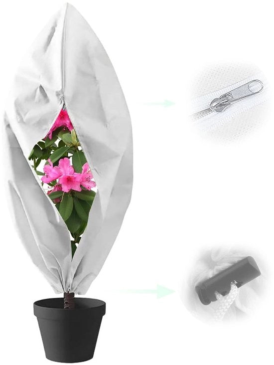 Tessuto per esterni 100 x 80 cm - Protezione da gelate - Protezione per piante - Cerniera a rilascio rapido/Tessuto per corda - Leggero - Permeabile all'acqua