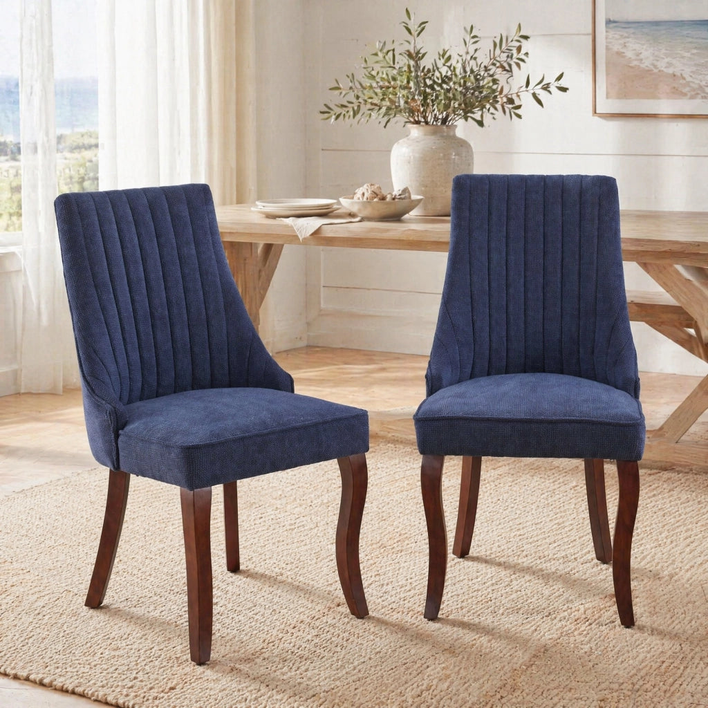 Sedia da pranzo 62.0x51.0x47.0 cm con schienale alto in chenille blu