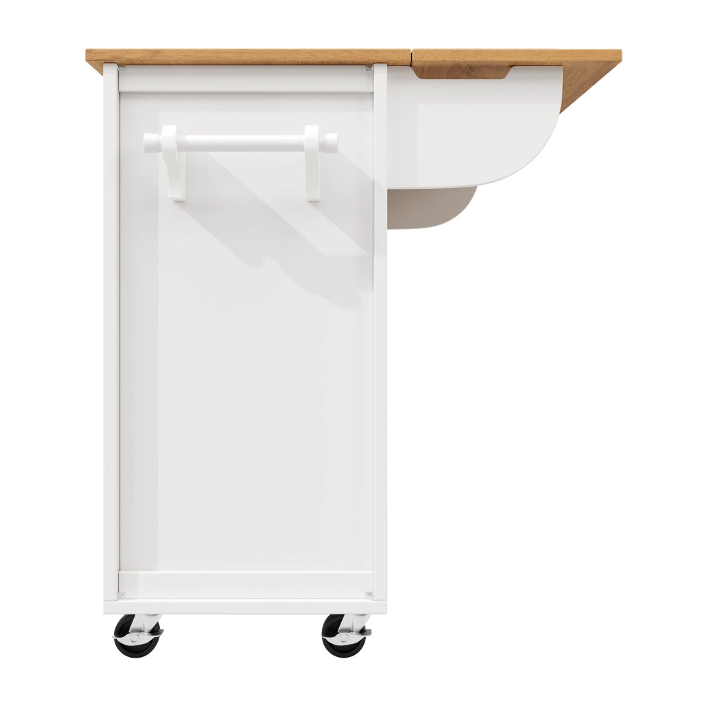 ISOLA DA CUCINA 137,9x73x92,5 cm Bianca con 4 cassetti e ruote