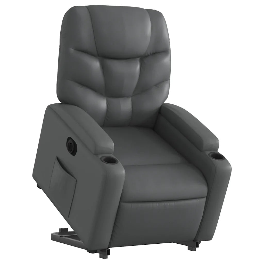 Poltrona Alzapersona Reclinabile Grigio in Similpelle 3204675