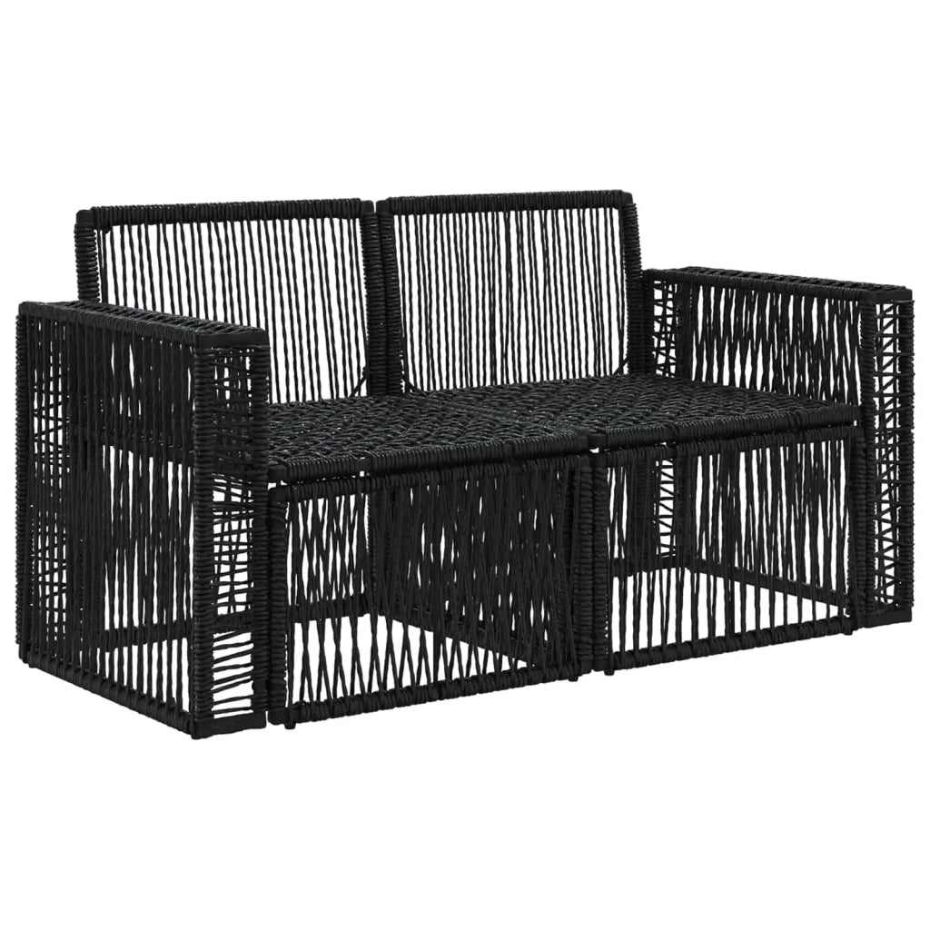 Divano da giardino 2-Numero di posti Nero polyrattan 42026698