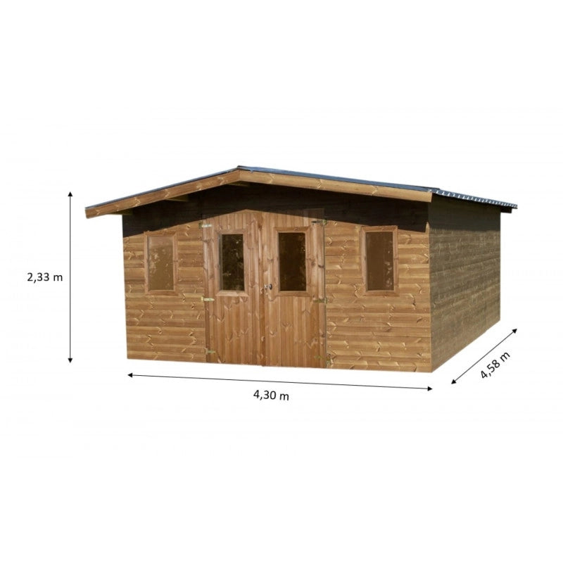 Casetta da giardino in legno 400x400 cm – Legno termotrattato 28 mm – Tetto zincato – THA4040.02T Foresta