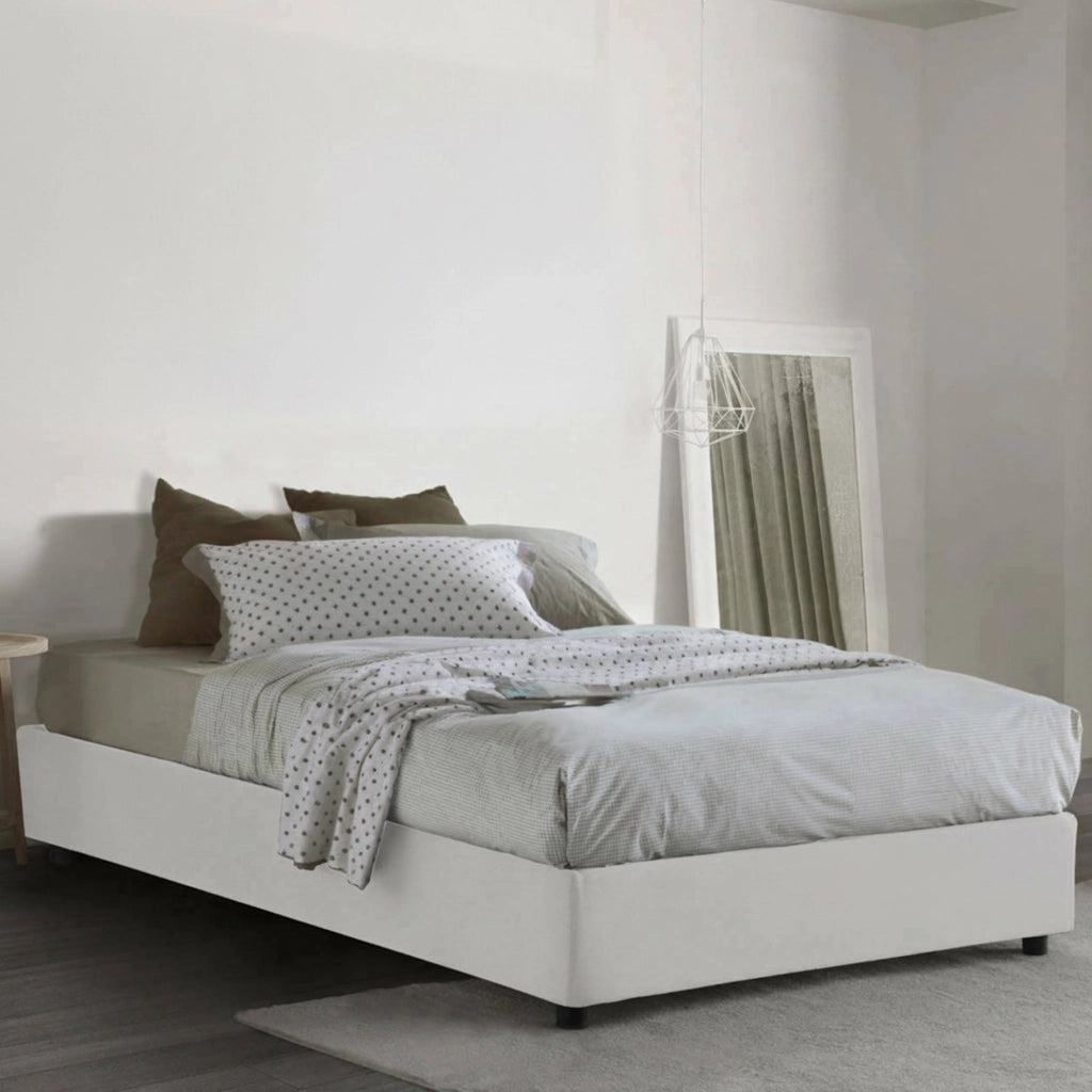 Asid, Letto Piazza e Mezza Sfoderabile Made in Italy, Bianco