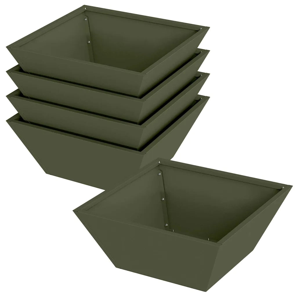 Vaso da giardino 5 pcs Verde oliva 40 x 40 x 15 cm 873817