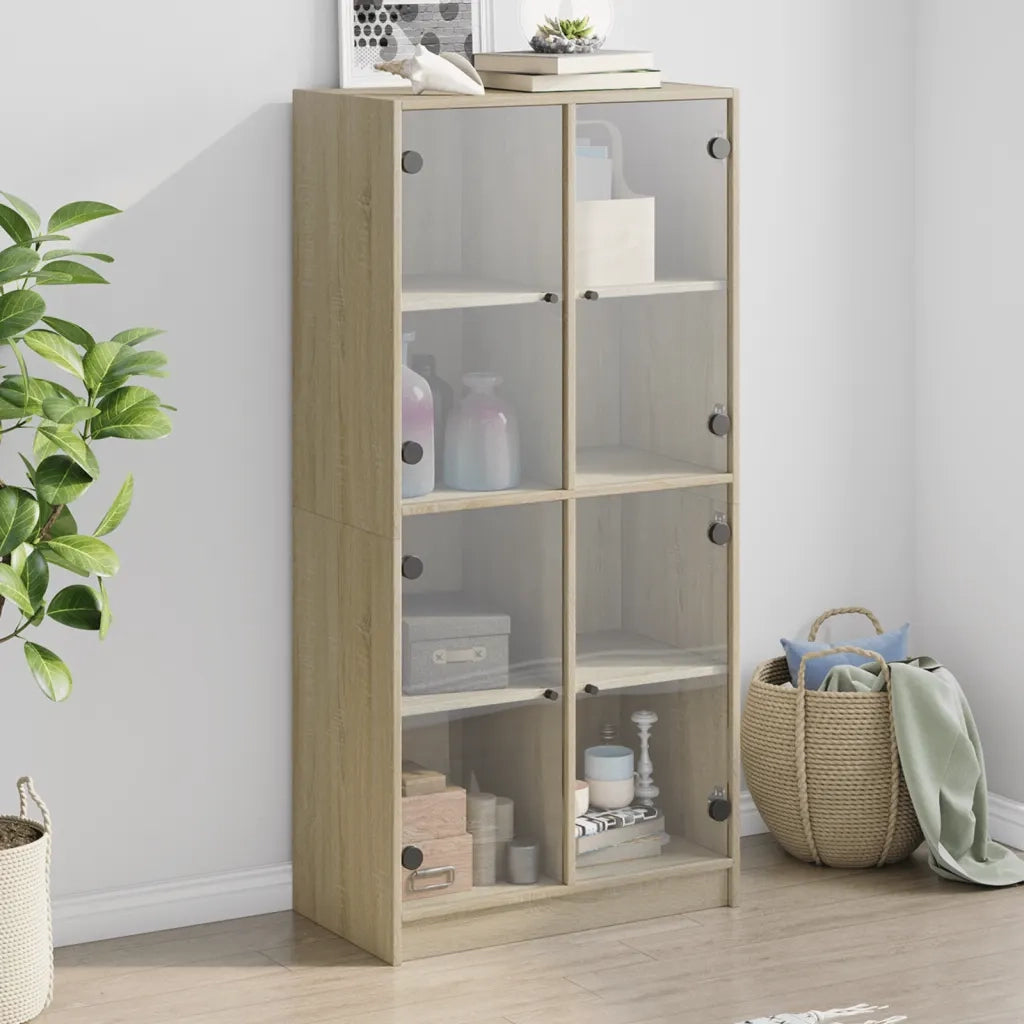 Credenza | Madia | Buffet da pranzo | Armadio da pranzo con Ante Rovere Sonoma 68x37x142 cm Legno Multistrato