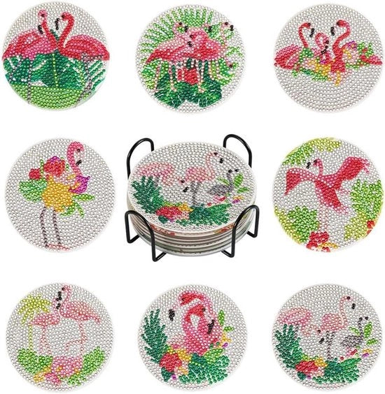 Kit di Pizzo di Diamante per Tappetino di Cucina per Principianti per la Decorazione di Casa e Ufficio - Flamingo Collection di Portacarte - 95 Caratteri