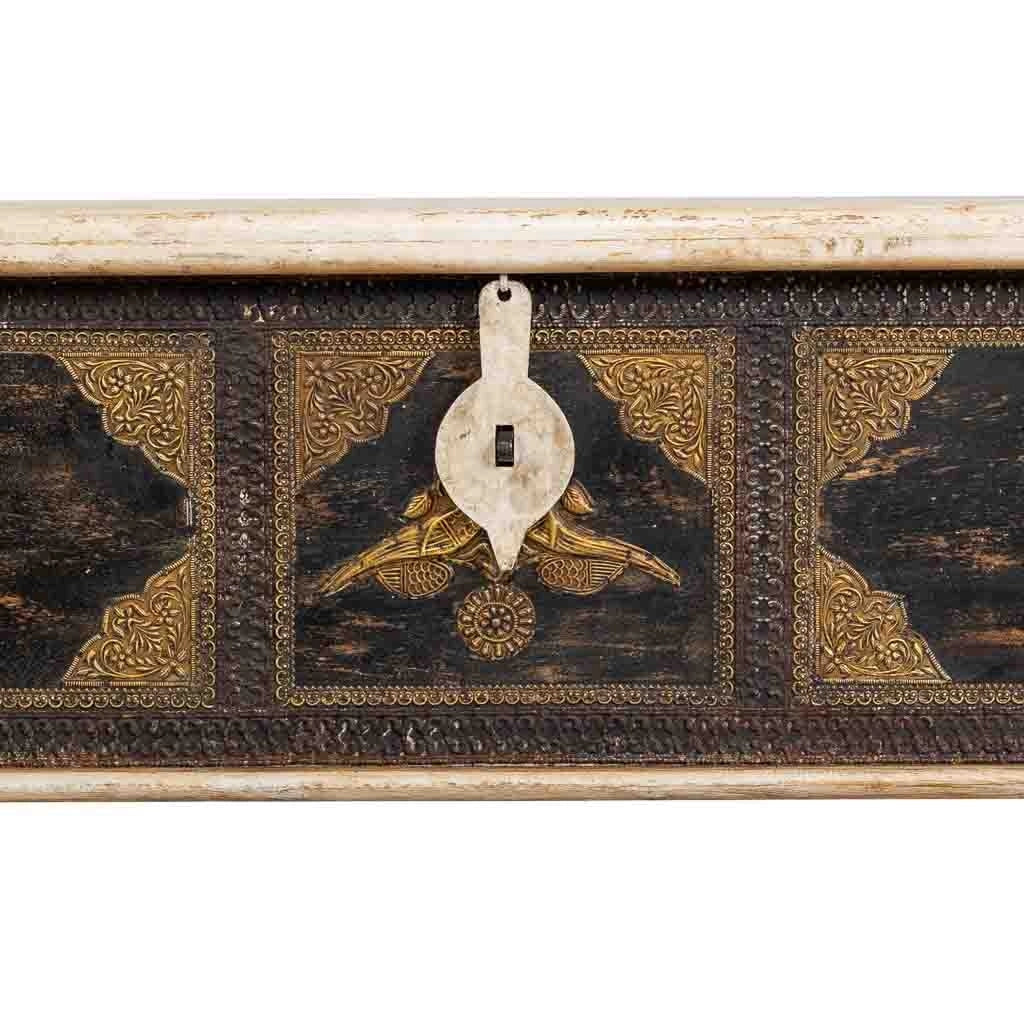 Baule in legno beige fatto a mano 150x45x45h cm