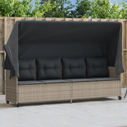 Lettino con Baldacchino e Cuscini Grigio Chiaro in Polyrattan 368340