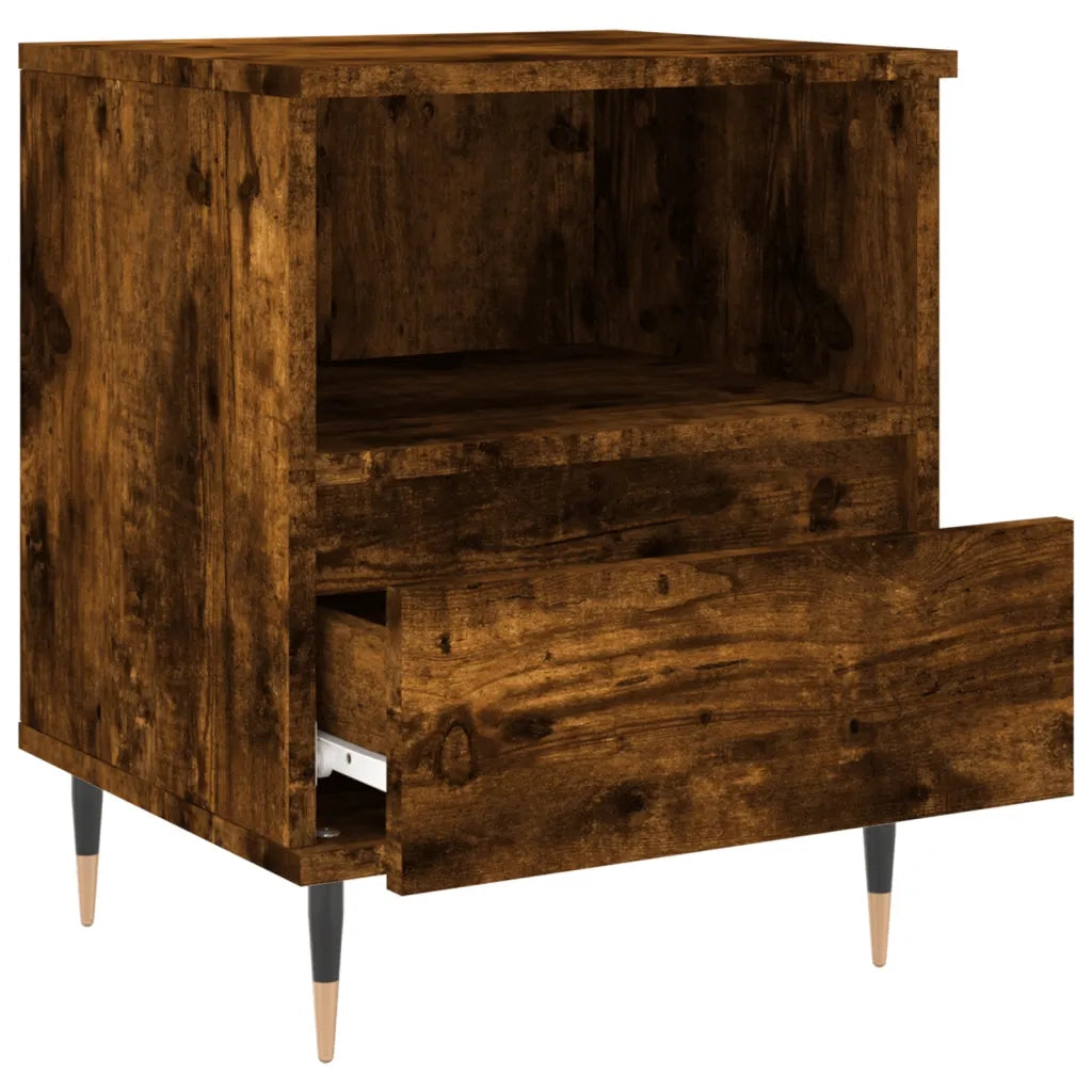 Set di 2 Comodini | Armadio da Notte | Mobiletto da notte Rovere Fumo 40x35x50 cm in Legno Multistrato