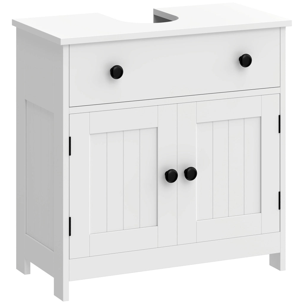 Mobile sottolavabo moderno freestanding con cassetto e 2 ante soft-close, bianco