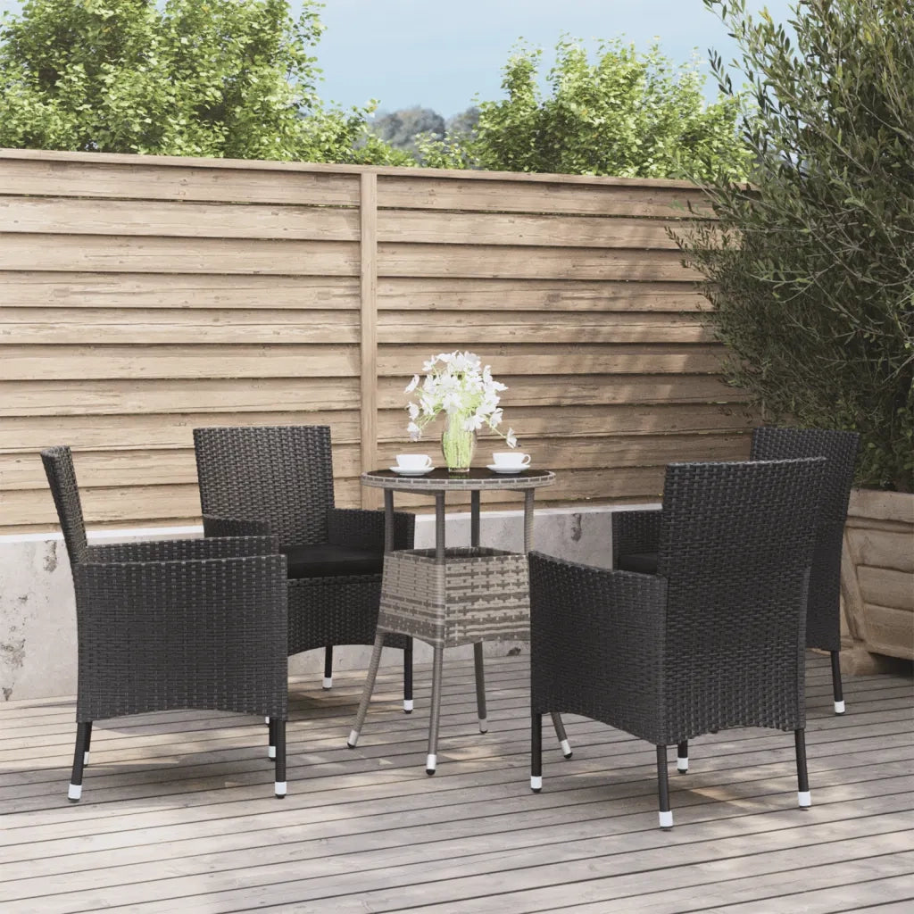 Set Bistrò da Giardino 5 pz con Cuscini in Polyrattan Nero 3187427