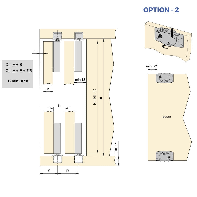 Kit di ferramenta per armadio 2 con porte scorrevoli e chiusura soft Flow2 con binari incassati 2,35 m, pannelli non i..