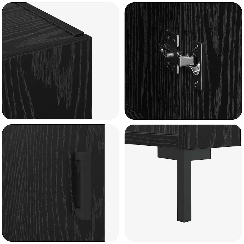 Credenza-Buffet-Armadio da cucina Rovere Nero 90 x 34 x 80 cm Legno multistrato 536312