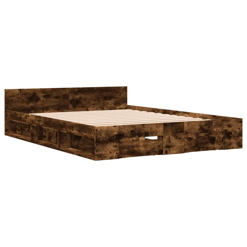 Giroletto con Cassetti Rovere Fumo 135x190 cm Legno Multistrato
