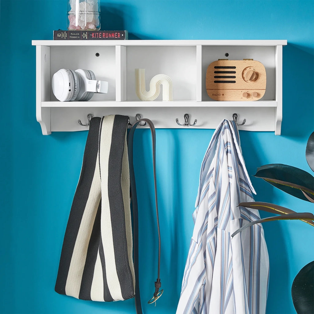 Portachiavi da parete Appendichiavi Appendiabiti Mensola da bagno L60cm Bianco FRG48-W