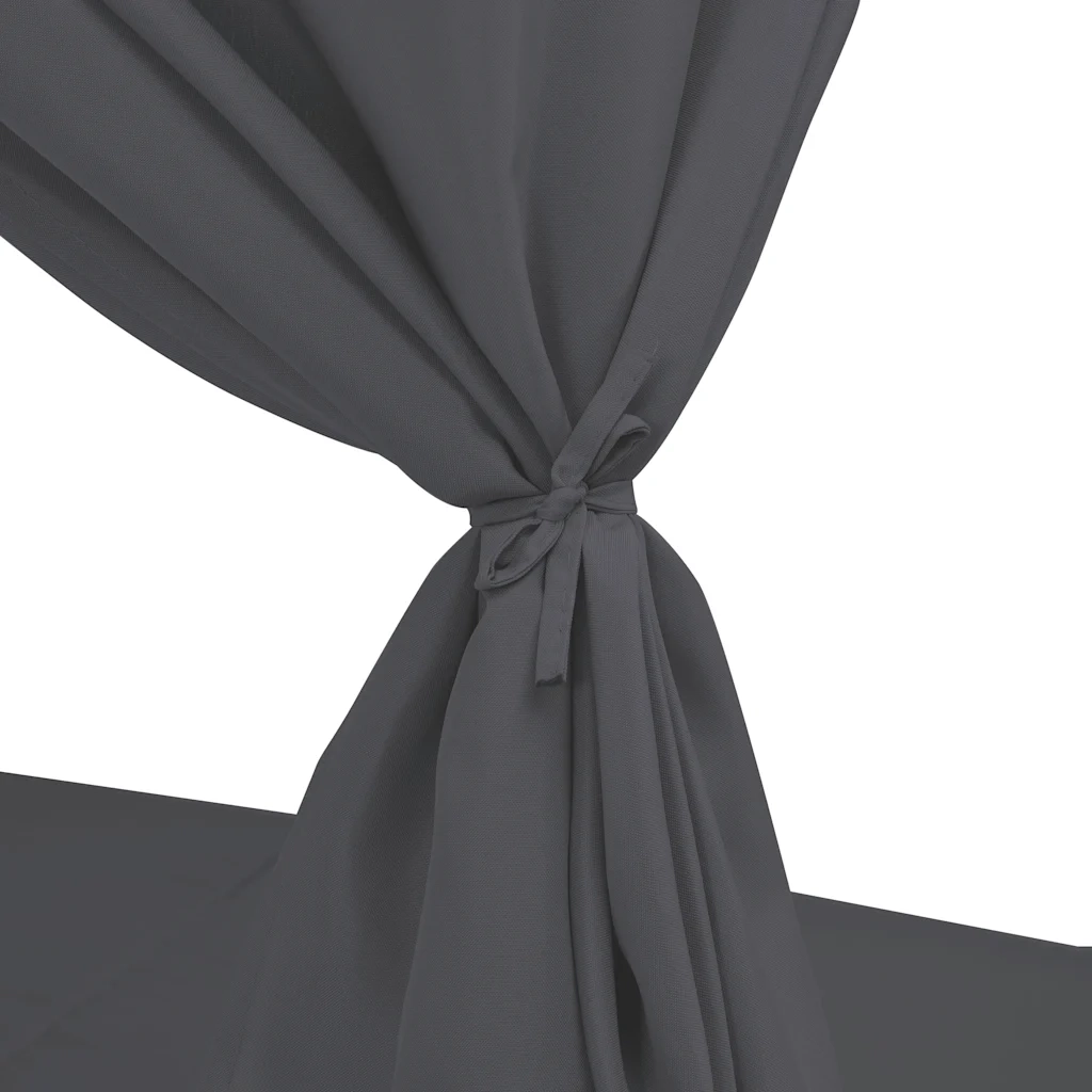 Lettino Prendisole con Tende in Polyrattan Grigio 45647
