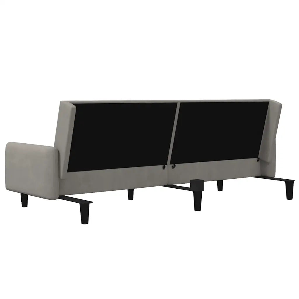 Divano Letto a 2 Posti Grigio Chiaro in Velluto 375774
