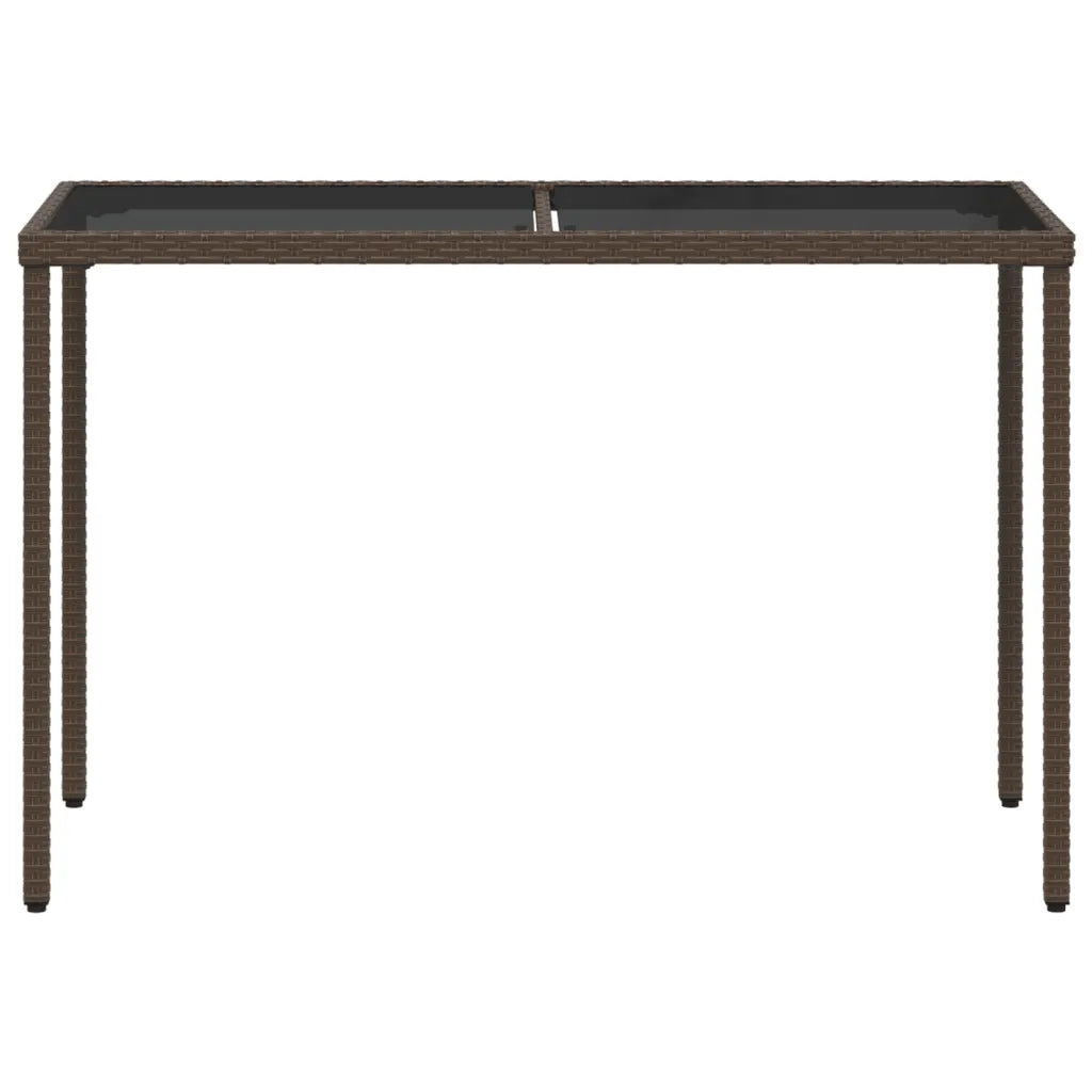 Tavolo Giardino con Piano Vetro Marrone 115x54x74 cm Polyrattan 365074