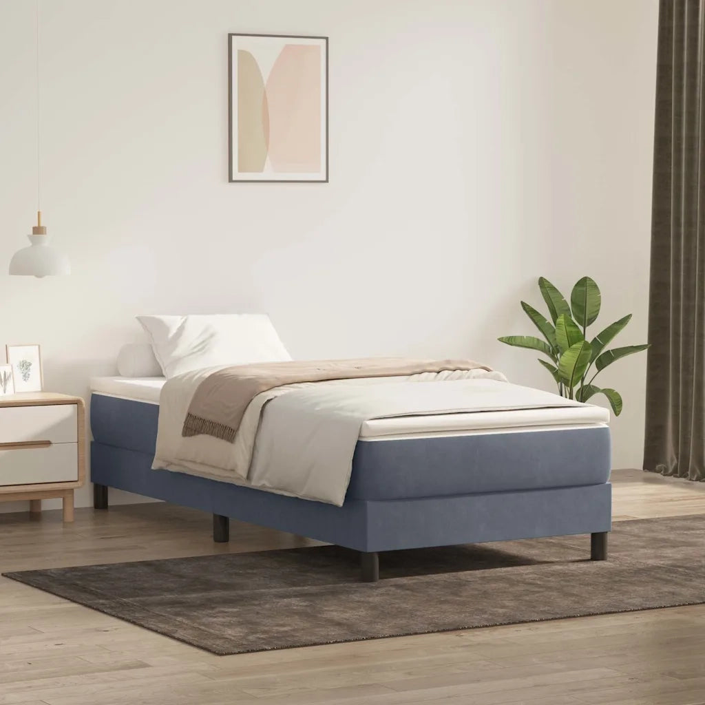 Giroletto a Molle con Materasso-Struttura Letto Grigio Scuro 80x220 cm Velluto 671958