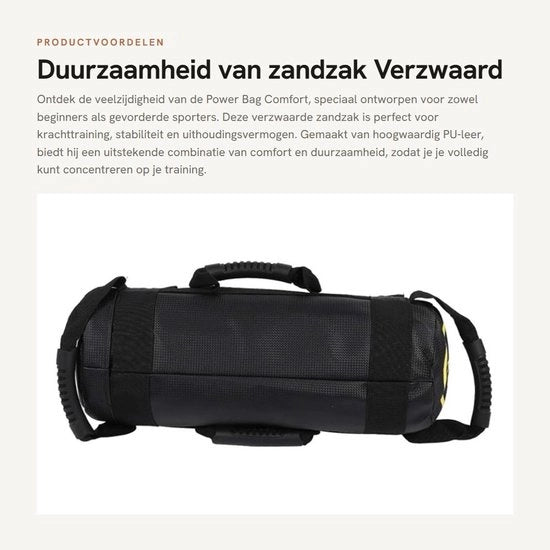 Zandzak da 10kg - Pelle PU duraturo - Sacca per sollevamento pesi - Resistente all'umidità - Per allenamento di forza - Massimo comfort