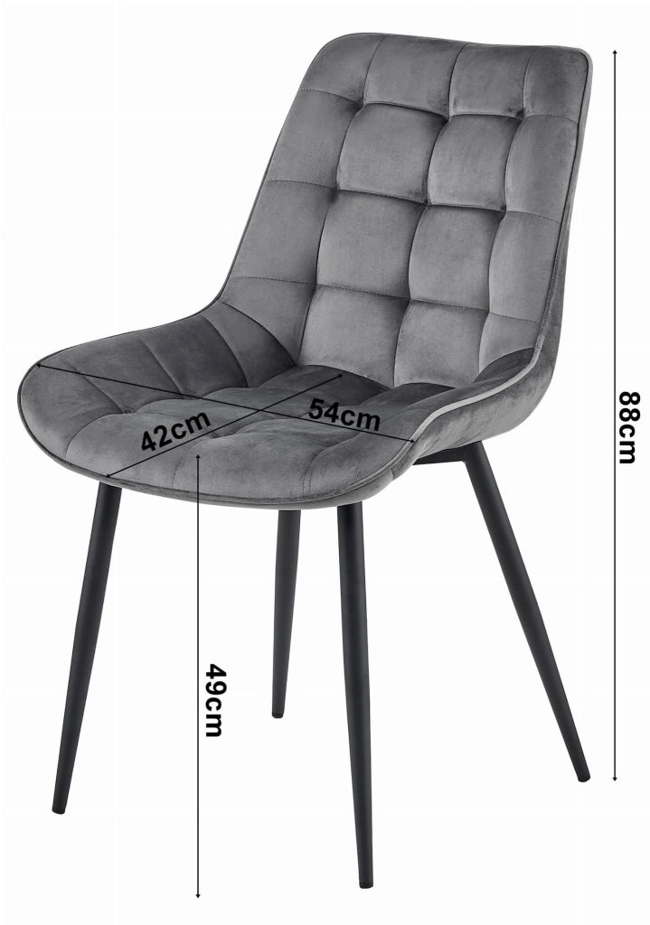 Sedia VALORA BERA - Moderna in velluto beige con gambe nere x 4