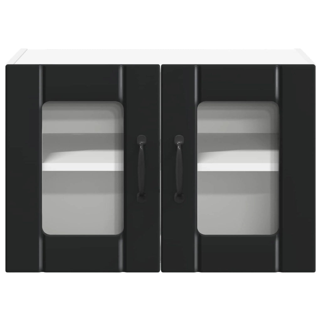 Set di 2 pensili da cucina moderni 60 x 31 x 40 cm pratici per riporre oggetti stile pulito legno composito nero 02_0053987