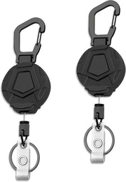 Sleutelhanger retrattile - Set da 2 pezzi per arrampicata - 60 cm corda in acciaio - Sleutelhanger da pesi per badge ID - Nero