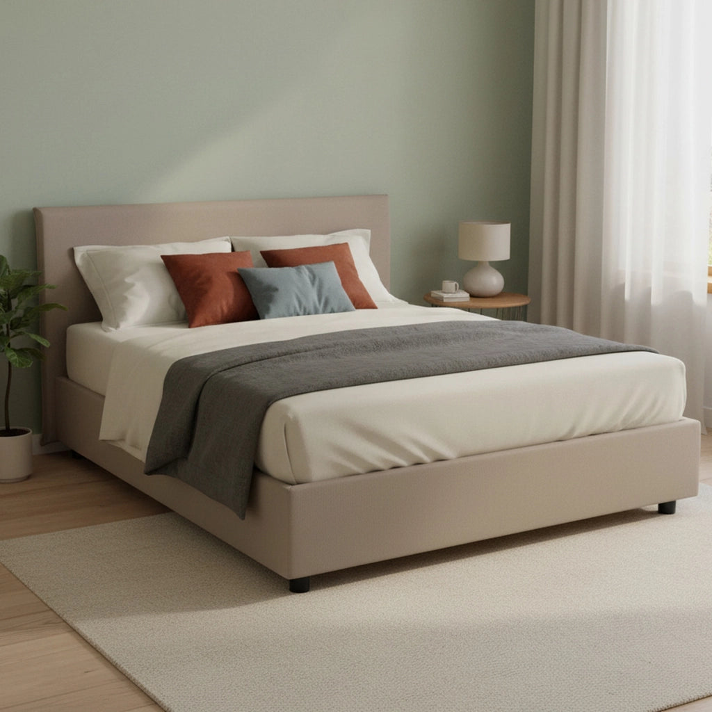 Letto Matrimoniale Ariadni, Letto Matrimoniale Materasso Incluso Made in Italy, Grigio Tortora\