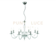 LAMPADARIO PAGANINI 8 LUCI CRISTALLO CROMO ATTACCO E14 D.84CM