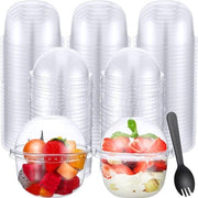 Set di bicchieri dessert con coperchio - 100 pezzi - 250 ml - Plastica - Ideale per mousse, pudding e gelato - Perfetto per feste e matrimoni