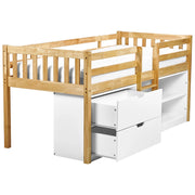 Letto per bambini in marrone chiaro UE misura singola 90 x 200 cm con telaio a doghe cassetti e ripiani letto per bambini piccoli