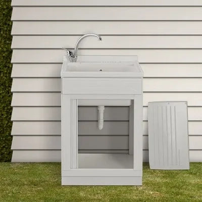 Mobile lavatoio 45x50 bianco con serranda vasca e asse lavapanni