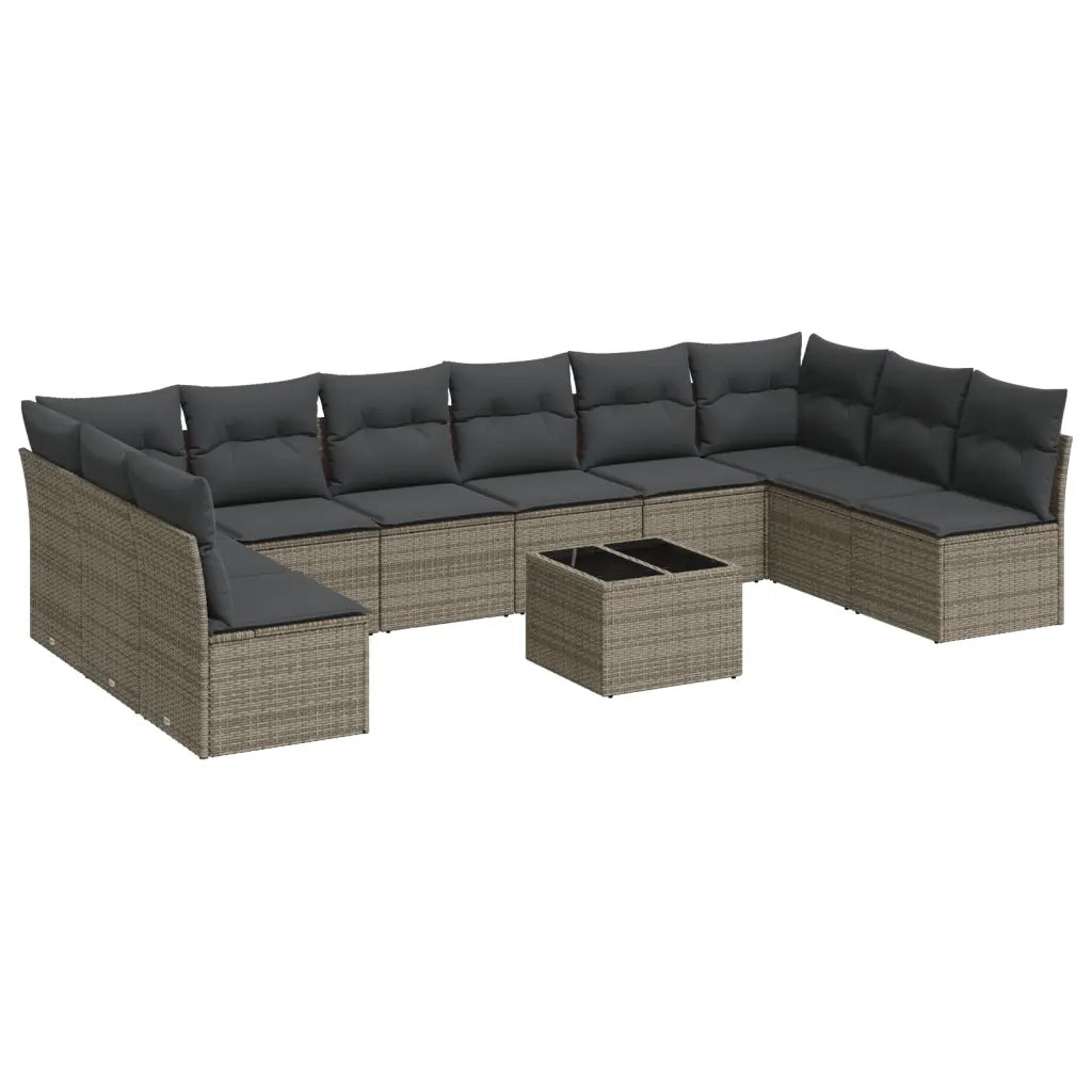 Set Divani da Giardino 11 pz con Cuscini in Polyrattan Grigio 3249939