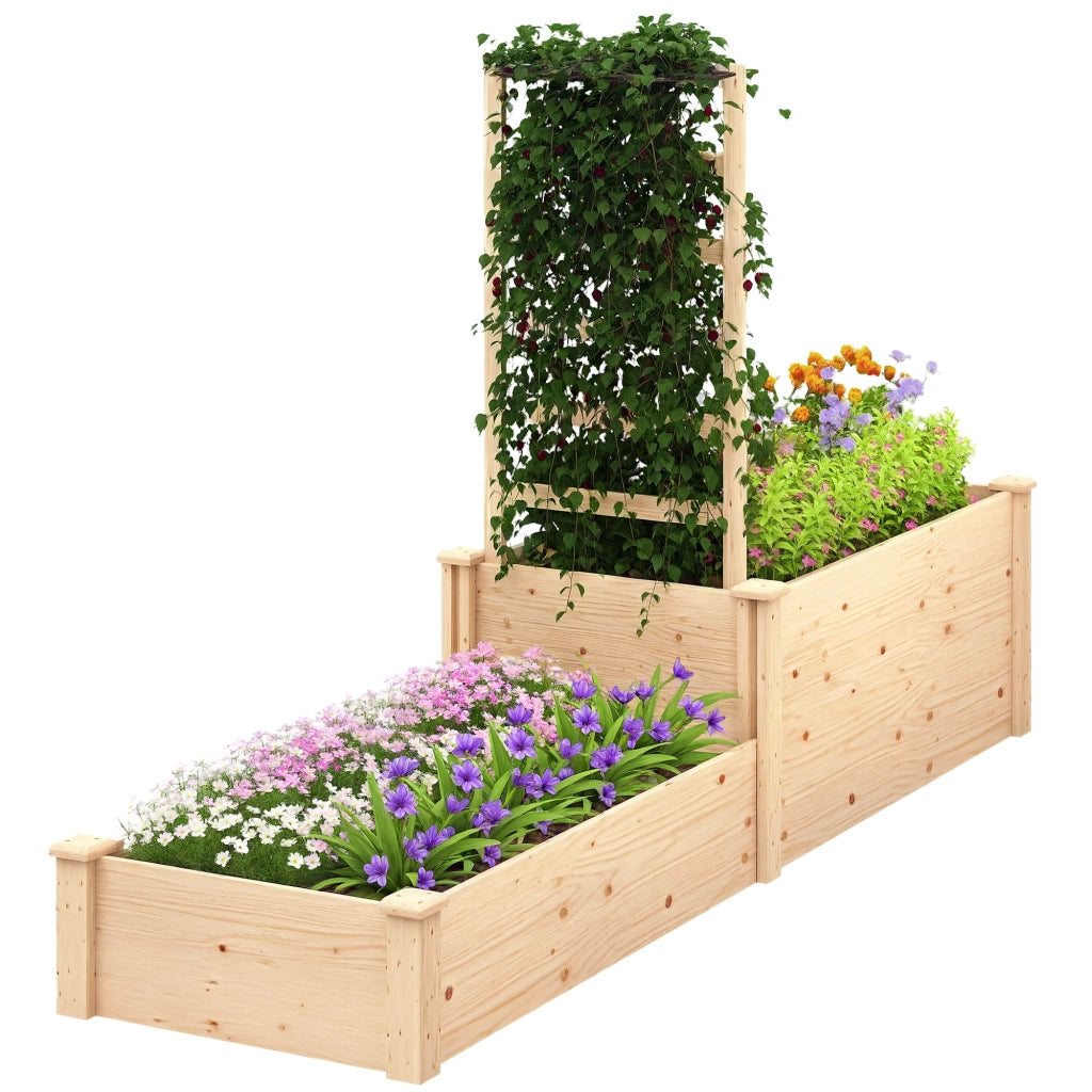 Fioriera Rialzata con Grigliato Divisorio ¨C zephmum ¨C Legno Abete 222x63x132 cm