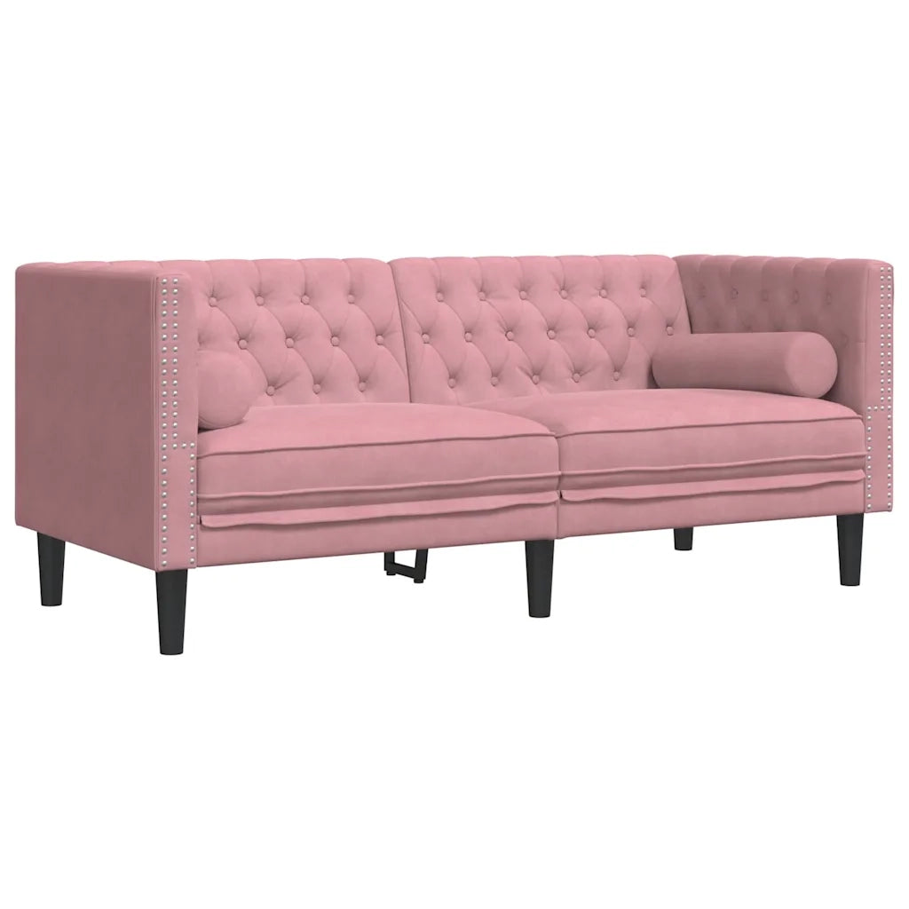 Set Divani Chesterfield 3pz con Cuscini Rosa Velluto 3209284