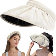 Cappello da sole pieghevole per donne - Cappello da sole con visiera UV protezione larga visiera per donne sportive estive cappello da sole beige