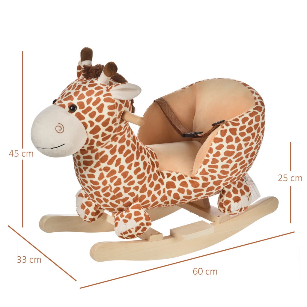 Cavallo a Dondolo in Legno Giraffa per i Bambini 60x33x45cm