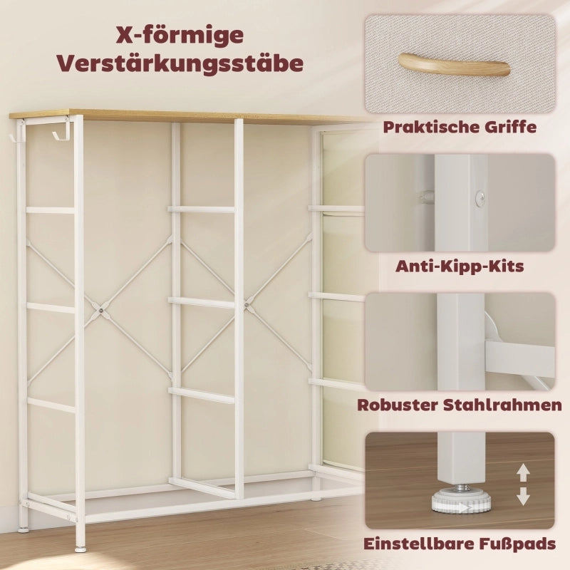 CASSETTIERA con 8 cassetti in tessuto 86x30x94,5 cm Beige in acciaio