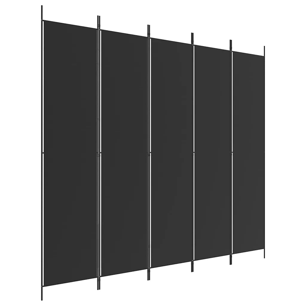 Divisorio Ambienti | Divider per stanze | Paravento 5 Pannelli Nero 250x220 cm Tessuto